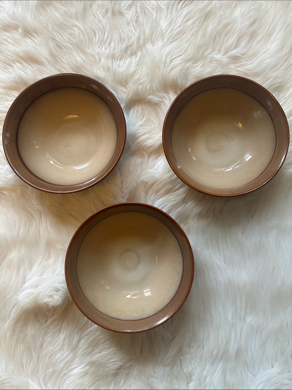 SANGO ROMA CARAMEL 4815Bowls in Cream with Brown Rim - Set of 3
